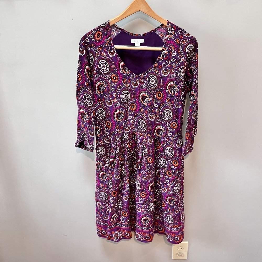 Garnet Hill Dropped Waist Paisley Print‎ Pocket Boho Dress- Size 2